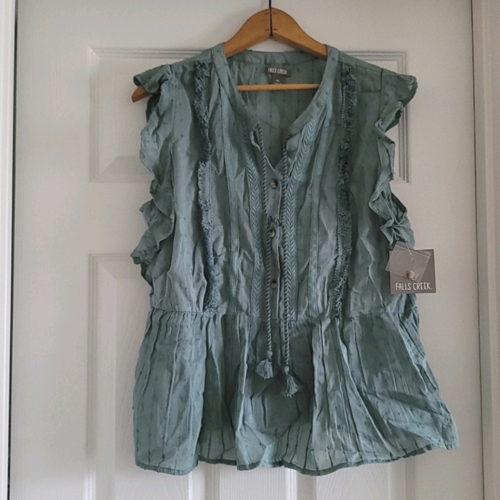 Teal Lightweight Ruffle Tank
